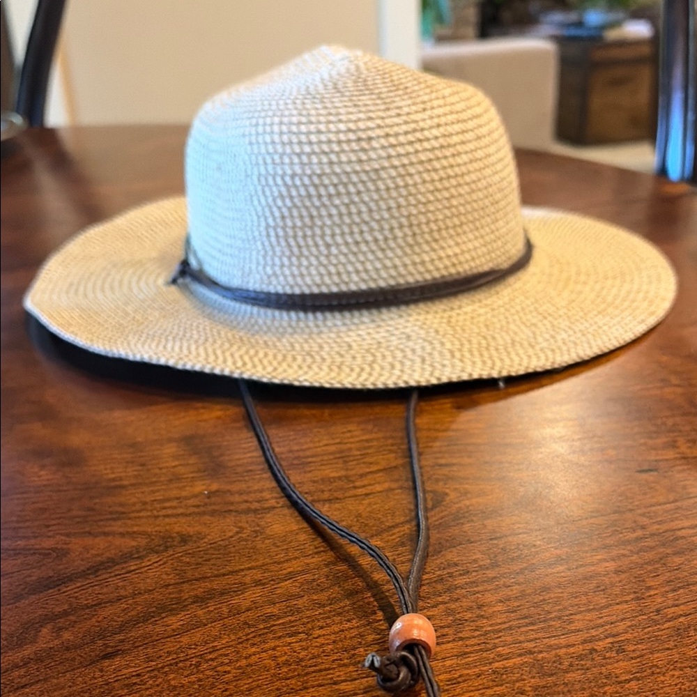 Straw Wide-Brim Sun Hat with Chin Cord
